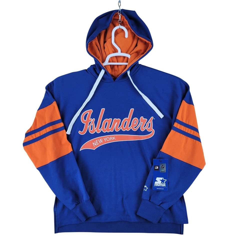 Starter NHL Islanders Hoodie Women XS Blue Orange Long Sleeve Sweatshirt